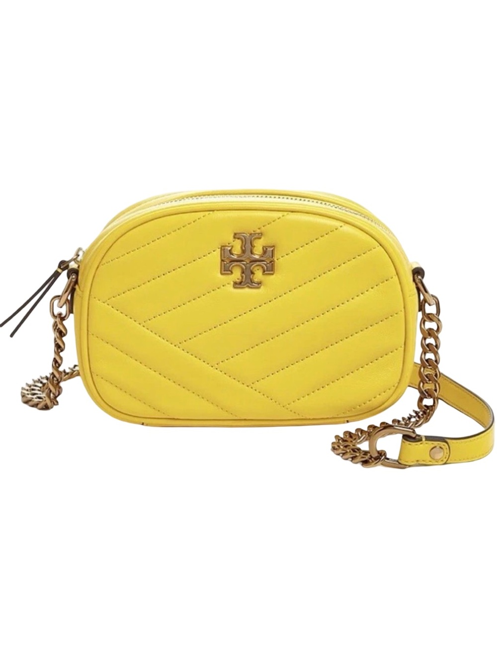 Tory Burch Bright Yellow Quilted Leather Camera Crossbody